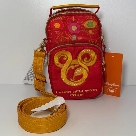 Disneyland Park Exclusive Lunar New year lug bag. Red and Gold Crossbody Bag - Picture 1 of 7
